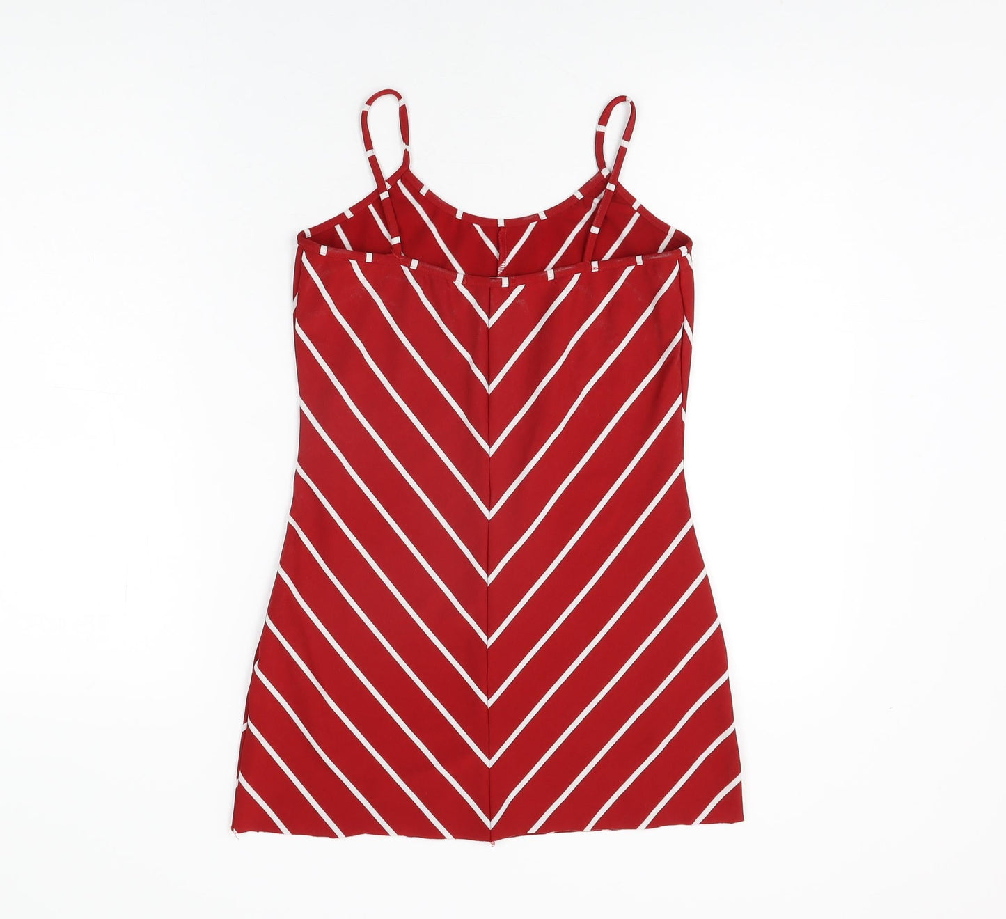 Ling Womens Red Striped Polyester Camisole T-Shirt Size M Scoop Neck