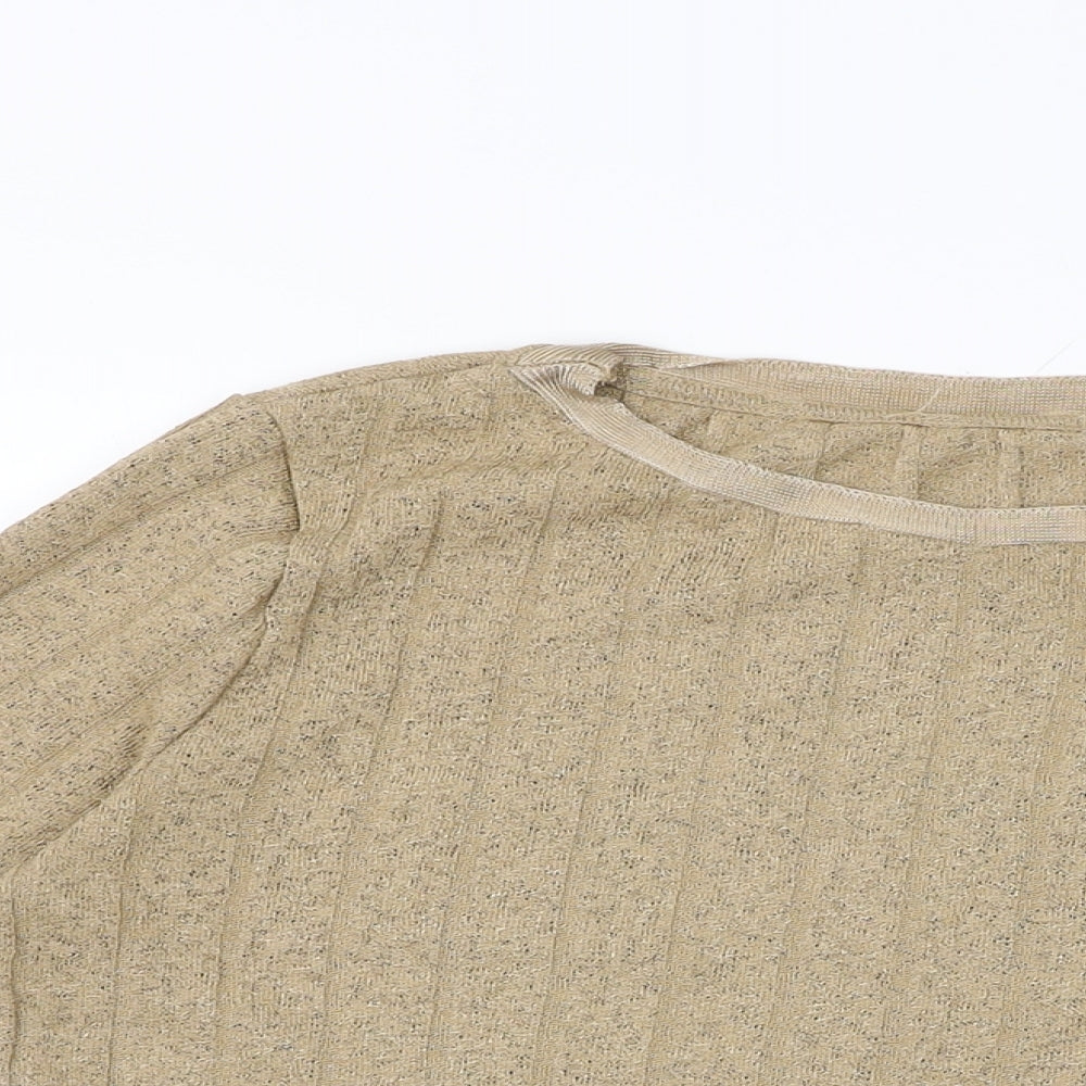 Womens UK Size 10 Marks and Spencer Beige Basic T-Shirt