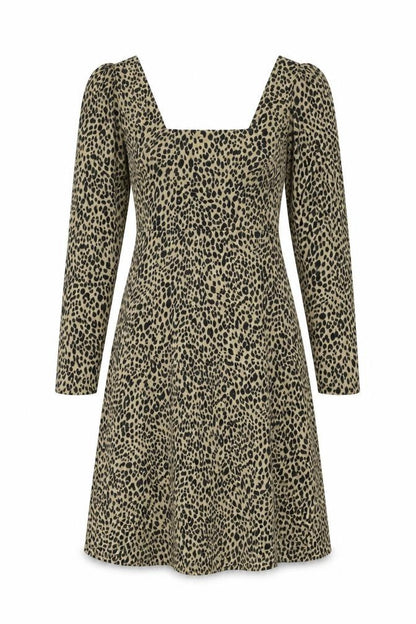 Nasty Gal Womens Beige Geometric Polyester A-Line Size 8 Square Neck Zip