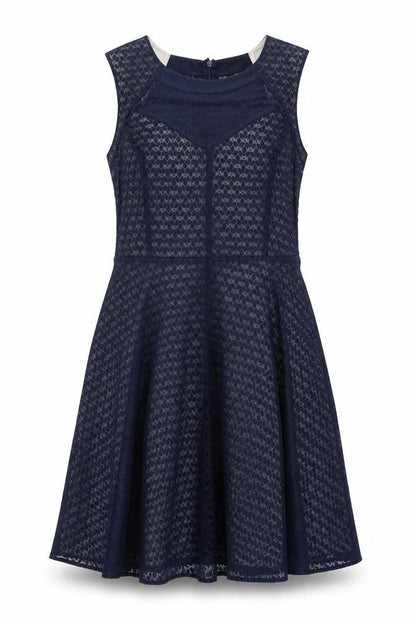Oasis Womens Blue Geometric Polyester A-Line Size 14 Round Neck Zip