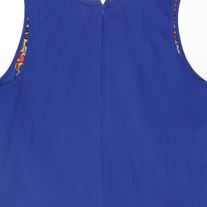 Band of Gypsies Womens Blue Geometric Polyester Shift Size M Round Neck Zip