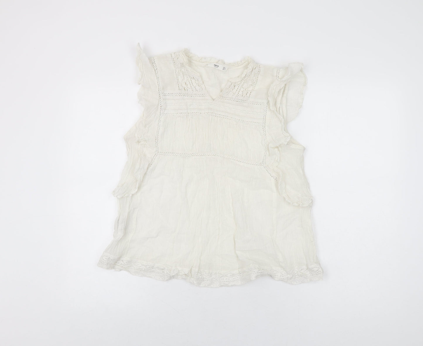 Womens UK Size L Mango White Basic T-Shirt