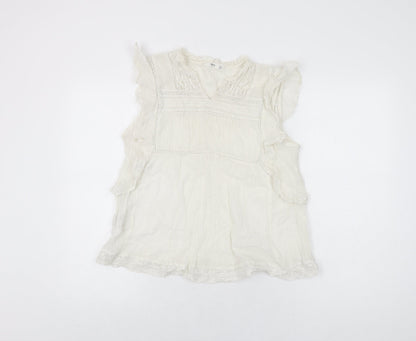Womens UK Size L Mango White Basic T-Shirt