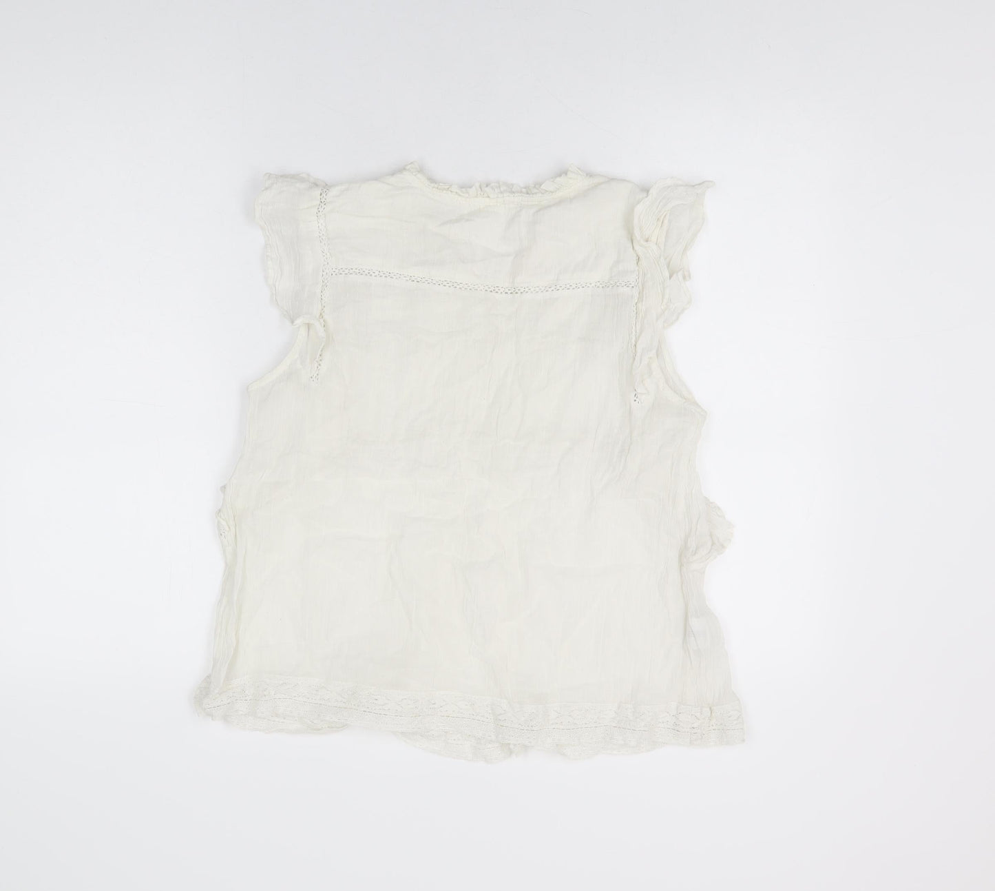 Womens UK Size L Mango White Basic T-Shirt