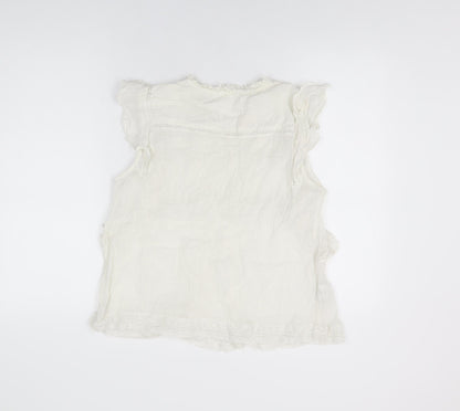 Womens UK Size L Mango White Basic T-Shirt