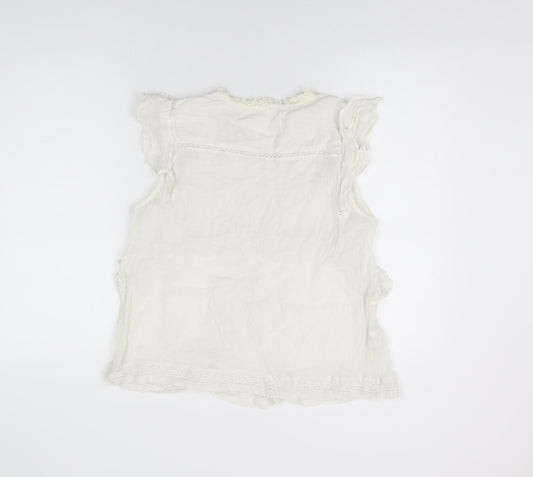 Womens UK Size L Mango White Basic T-Shirt