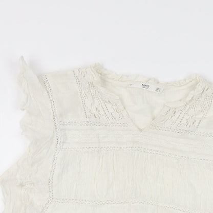 Womens UK Size L Mango White Basic T-Shirt