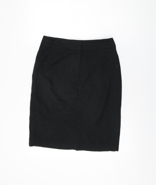 Marks and Spencer Womens Black Viscose Straight & Pencil Skirt Size 10 Zip