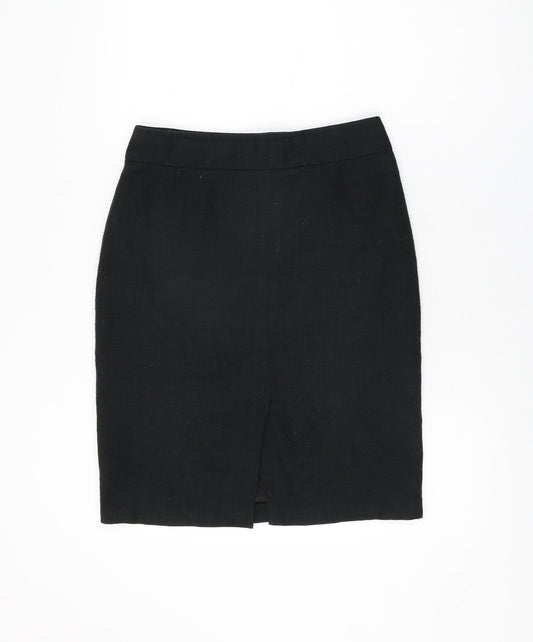 Marks and Spencer Womens Black Viscose Straight & Pencil Skirt Size 10 Zip