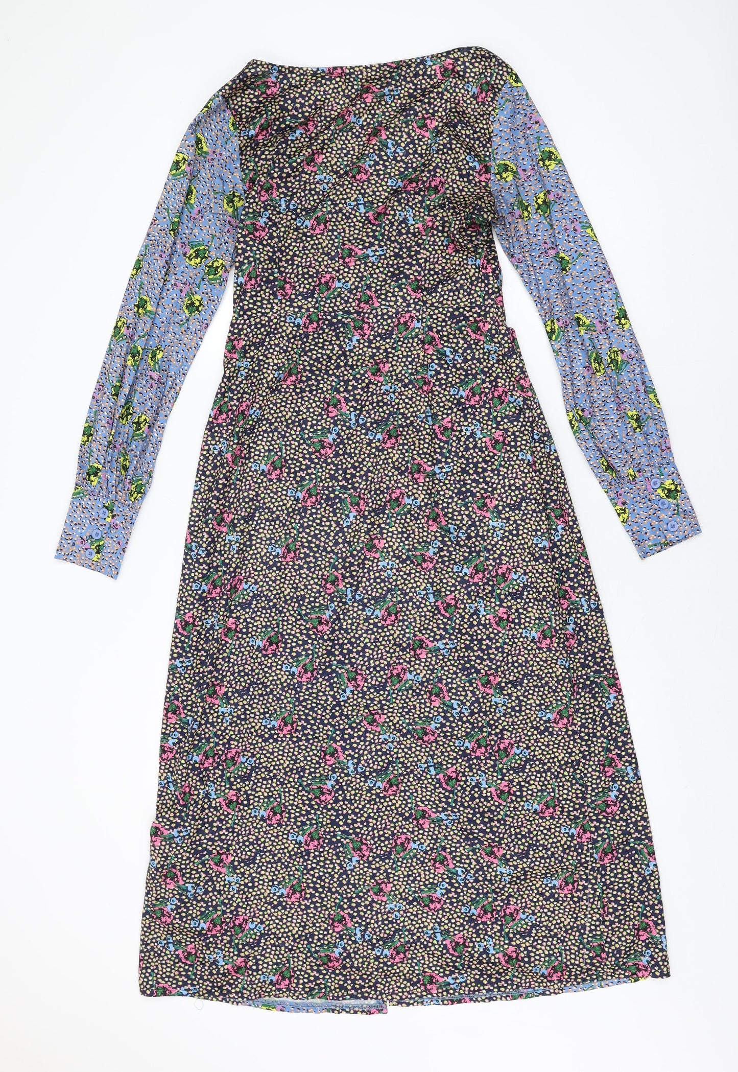Nasty Gal Womens Multicoloured Floral Polyester Wrap Dress Size 8 V-Neck Zip