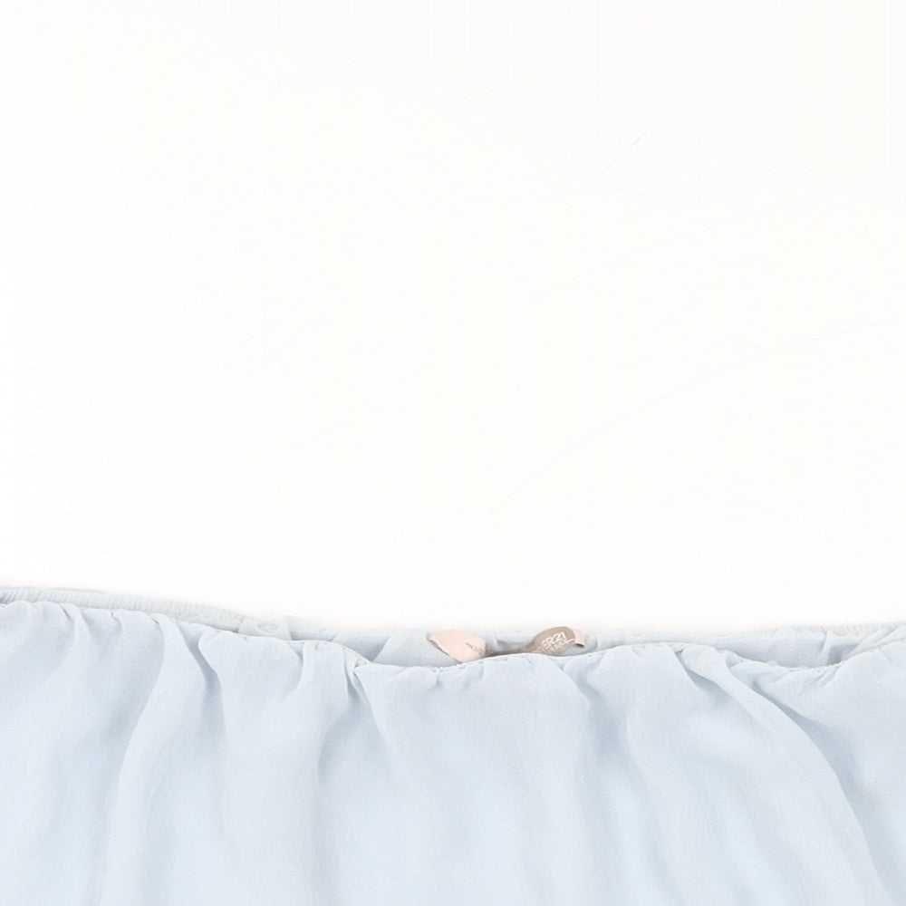 FOREVER 21 Womens Blue Polyester Cropped Blouse Size S Off the Shoulder