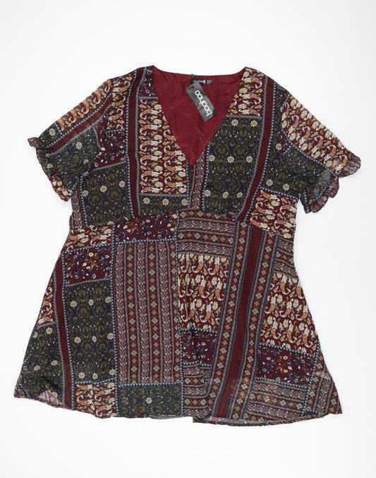 Boohoo Womens Multicoloured Floral Polyester Shift Size 22 V-Neck Pullover