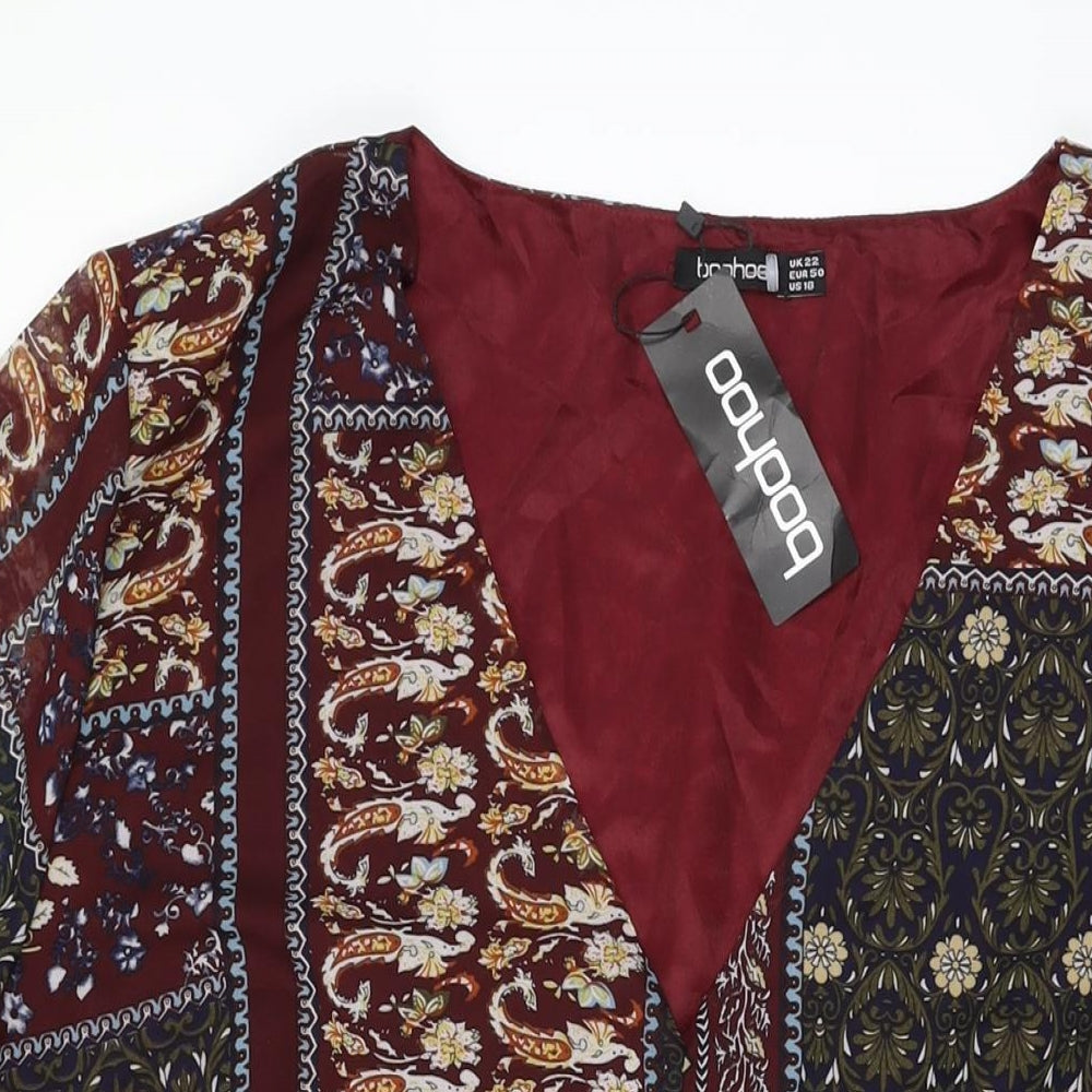 Boohoo Womens Multicoloured Floral Polyester Shift Size 22 V-Neck Pullover