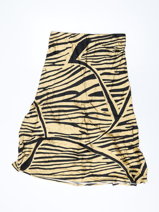 H&M Womens Beige Geometric Viscose Flare Skirt Size S