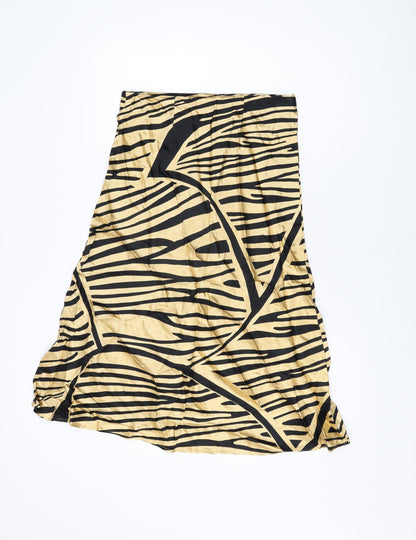 H&M Womens Beige Geometric Viscose Flare Skirt Size S