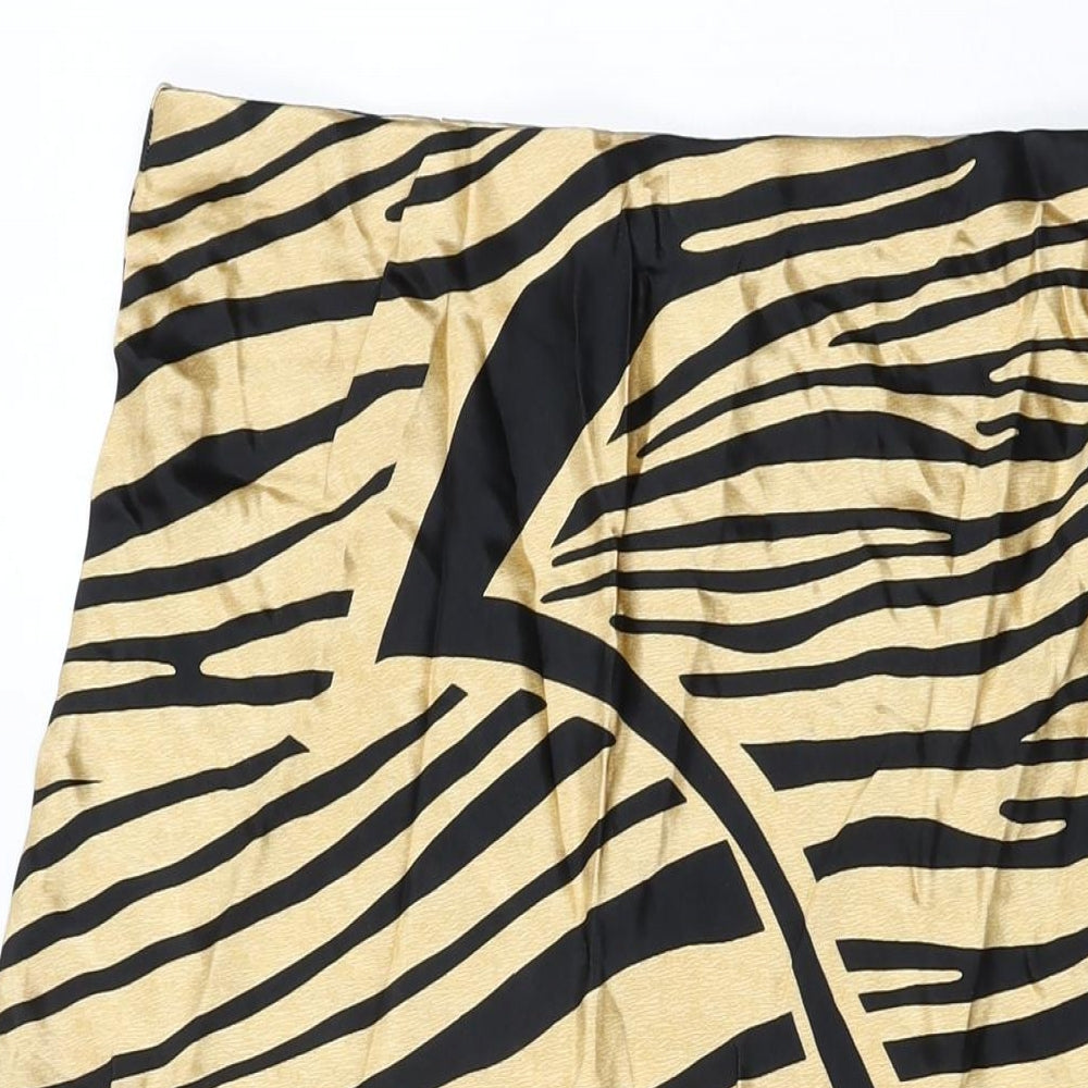 H&M Womens Beige Geometric Viscose Flare Skirt Size S