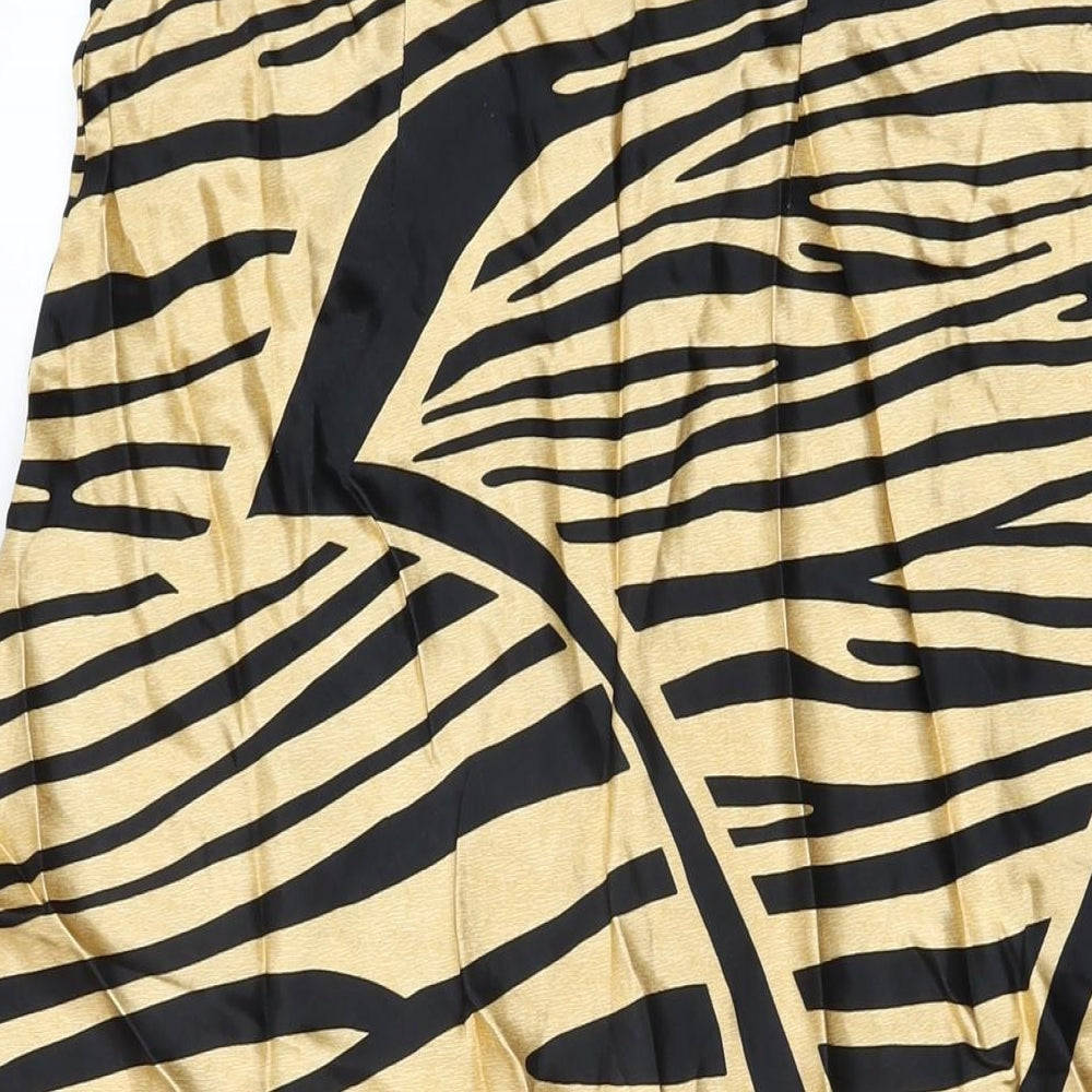 H&M Womens Beige Geometric Viscose Flare Skirt Size S