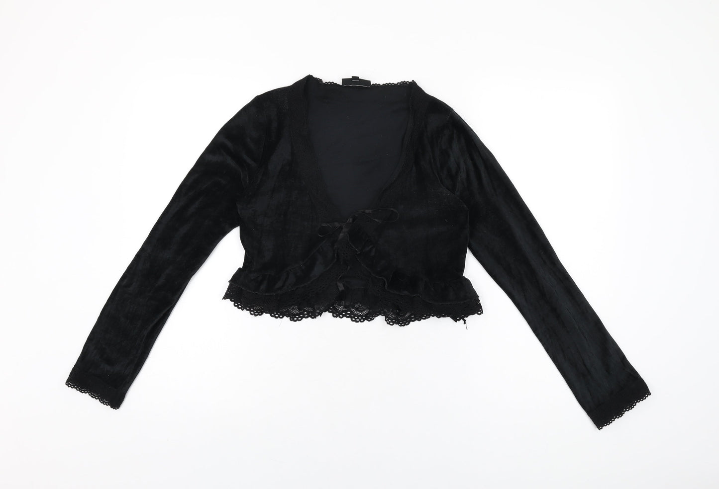 Womens UK Size 10 Warehouse Black Basic T-Shirt