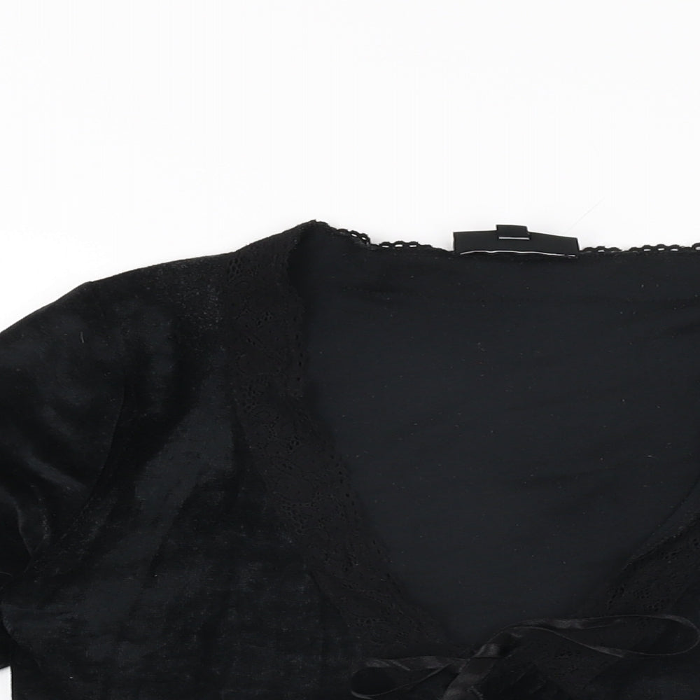 Womens UK Size 10 Warehouse Black Basic T-Shirt