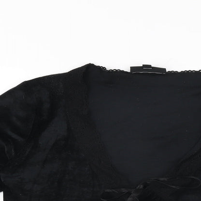 Womens UK Size 10 Warehouse Black Basic T-Shirt