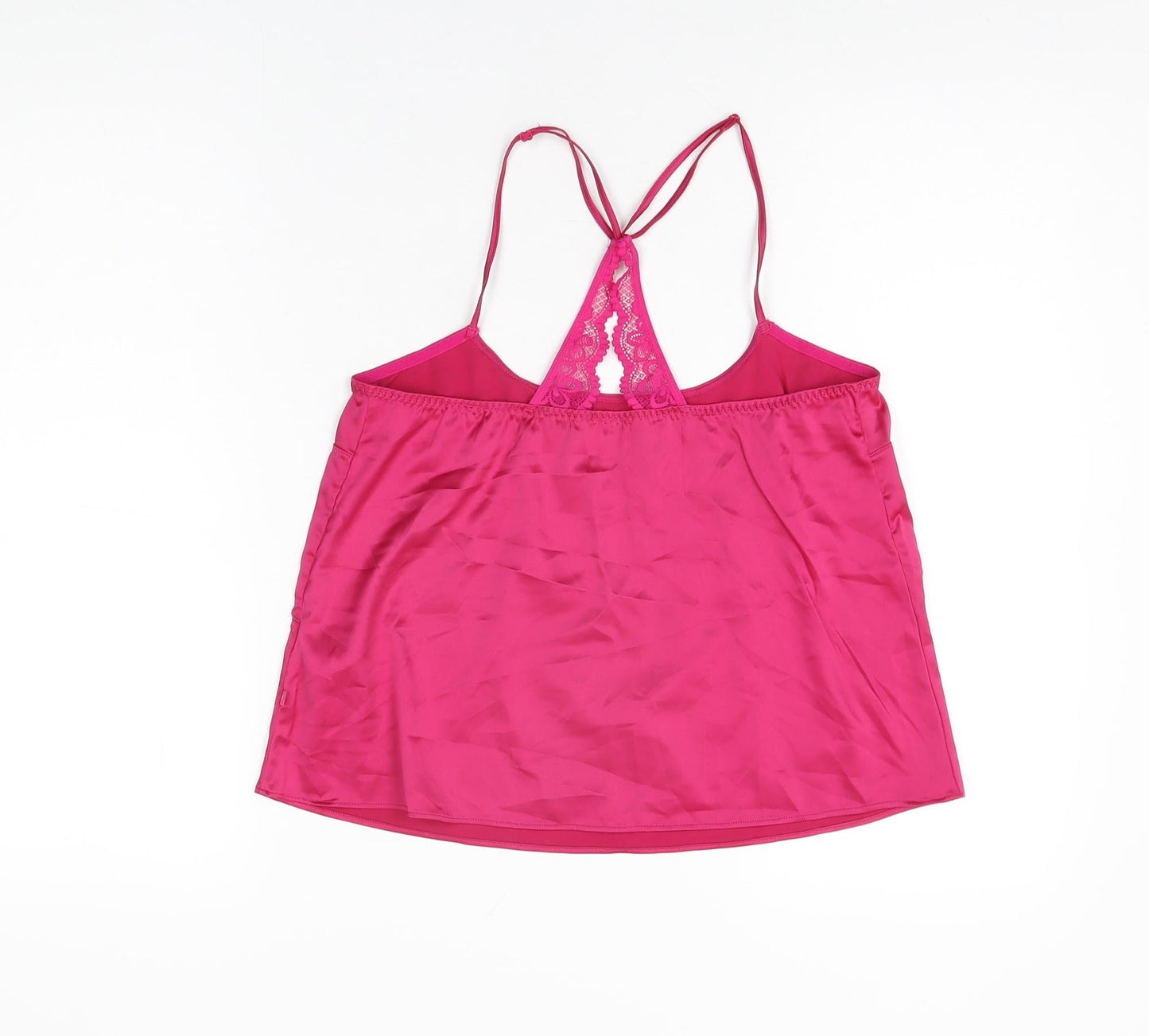 Marks and Spencer Womens Pink Solid Polyester Cami Pyjama Top Size XS