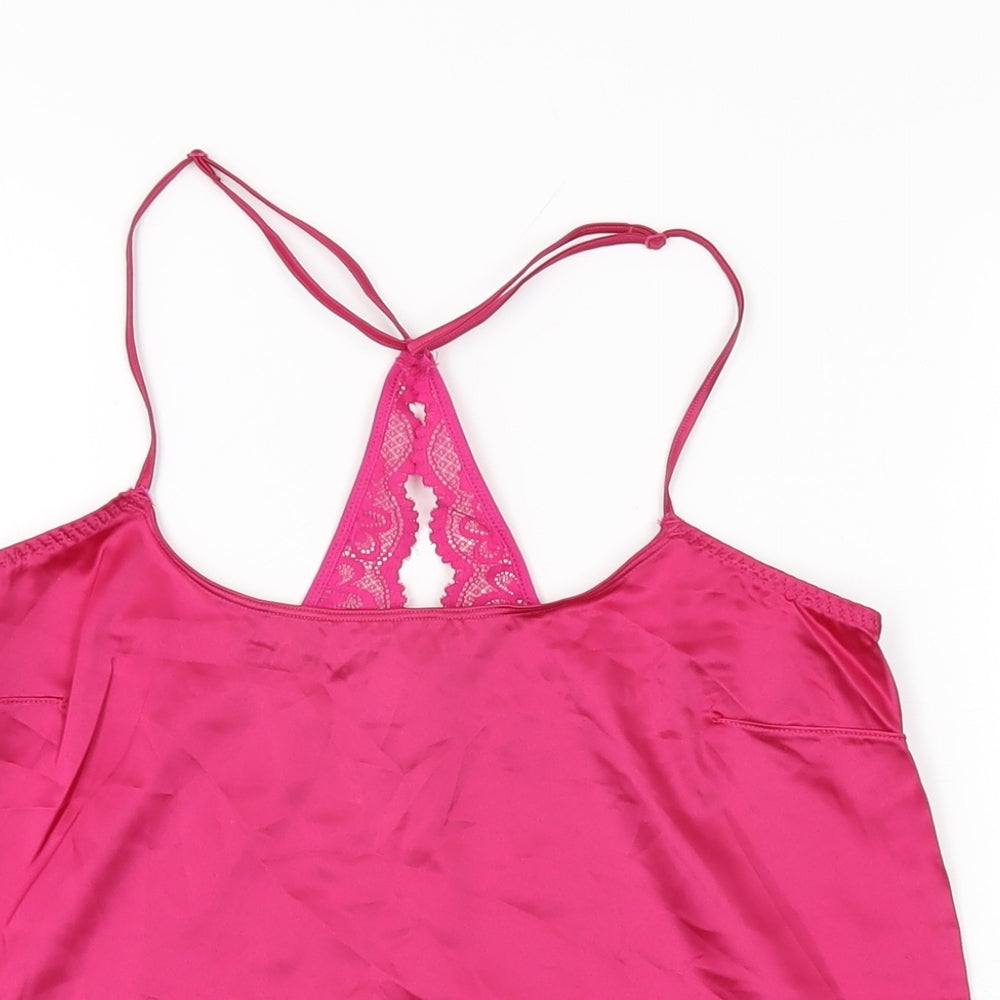 Marks and Spencer Womens Pink Solid Polyester Cami Pyjama Top Size XS
