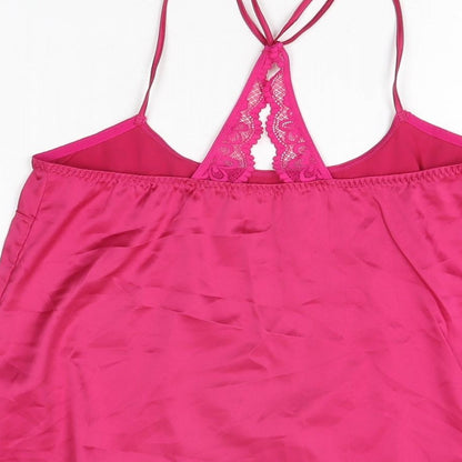 Marks and Spencer Womens Pink Solid Polyester Cami Pyjama Top Size XS