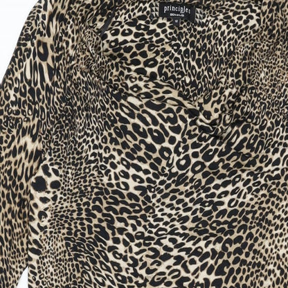 Principles Womens Beige Animal Print Viscose Shift Size 12 Cowl Neck Pullover