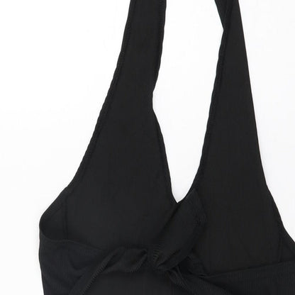 PRETTYLITTLETHING Womens Black Polyester Bodycon Size 4 Halter Pullover