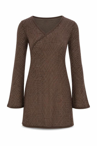 ASOS Womens Brown Polyester Mini Size 12 V-Neck Pullover
