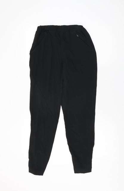 GOODMOVE Womens Black Polyester Jogger Trousers Size 6 L27.5 in Regular