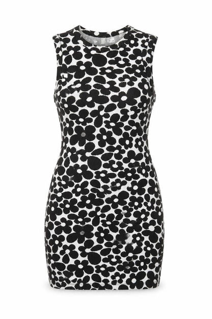 H&M Womens White Floral Polyester Bodycon Size S Round Neck Pullover