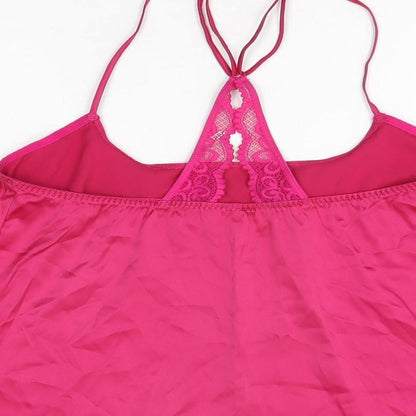 Marks and Spencer Womens Pink Solid Polyester Cami Pyjama Top Size S