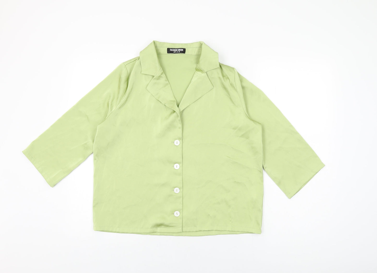 Womens UK Size 8 Fashion Union Green Basic Button-Up