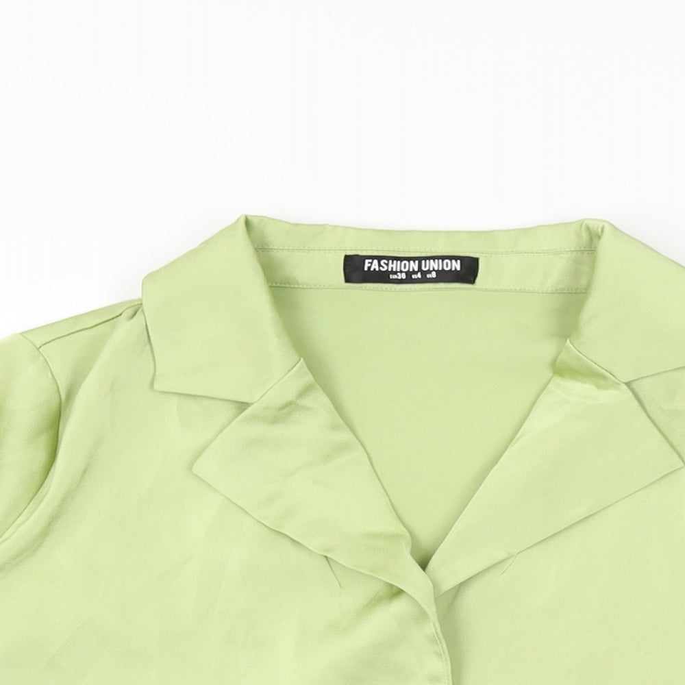 Womens UK Size 8 Fashion Union Green Basic Button-Up