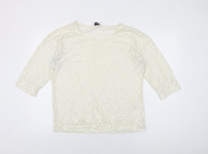 Womens UK Size 12 NEXT Ivory Basic T-Shirt