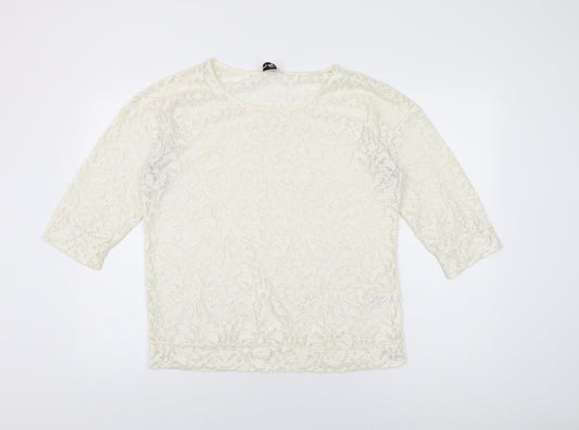 Womens UK Size 12 NEXT Ivory Basic T-Shirt
