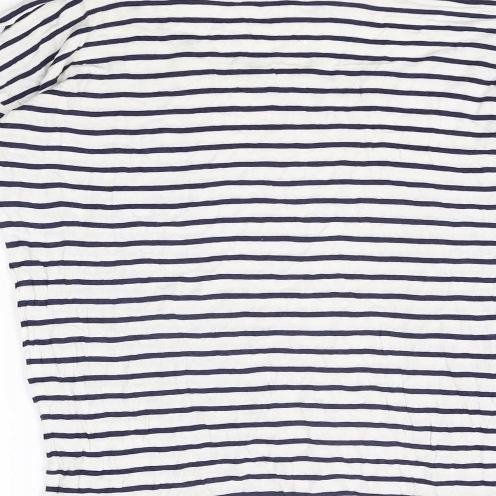 Redoute Womens White Striped Viscose Basic T-Shirt Size 10 Boat Neck