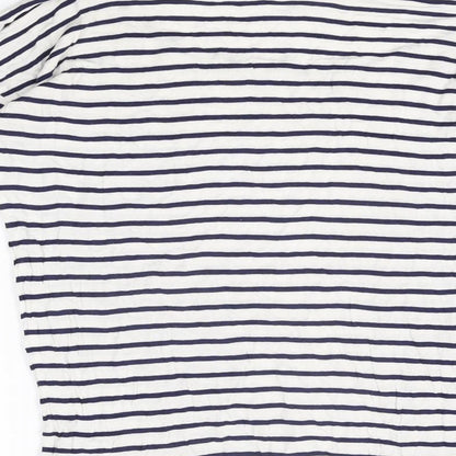 Redoute Womens White Striped Viscose Basic T-Shirt Size 10 Boat Neck