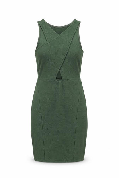 Miss Selfridge Womens Green Polyester Bodycon Size 8 V-Neck Pullover