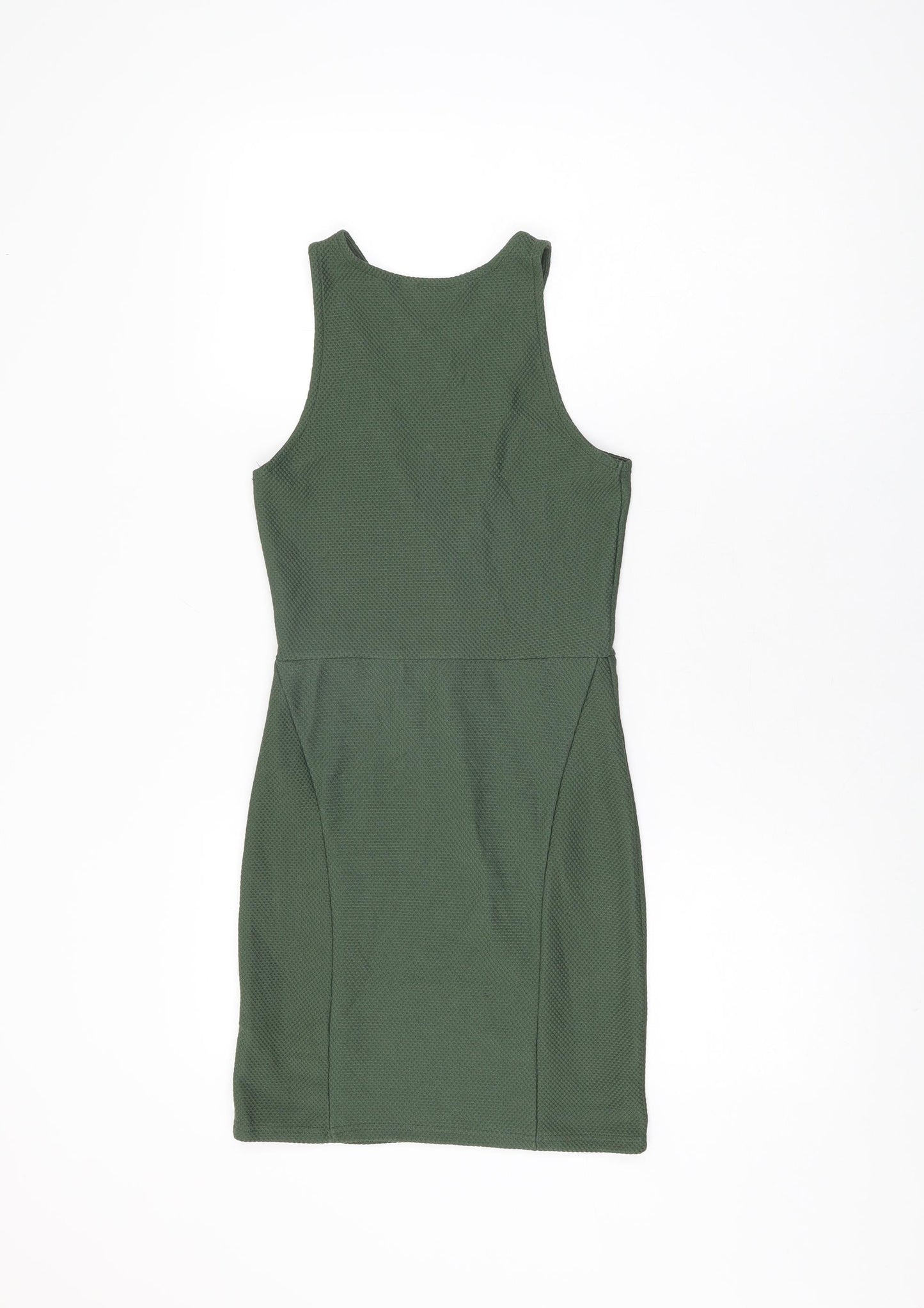 Miss Selfridge Womens Green Polyester Bodycon Size 8 V-Neck Pullover