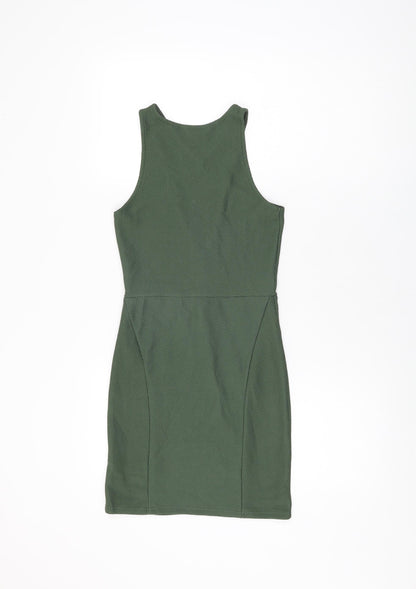 Miss Selfridge Womens Green Polyester Bodycon Size 8 V-Neck Pullover