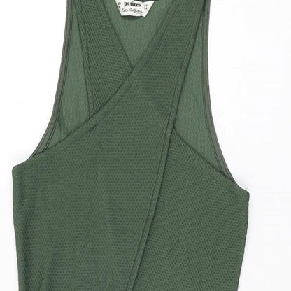 Miss Selfridge Womens Green Polyester Bodycon Size 8 V-Neck Pullover