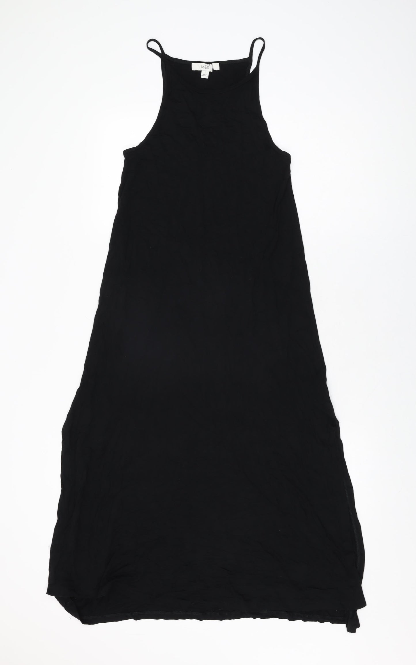 Marks and Spencer Womens Black Viscose Shift Size 8 Round Neck Pullover