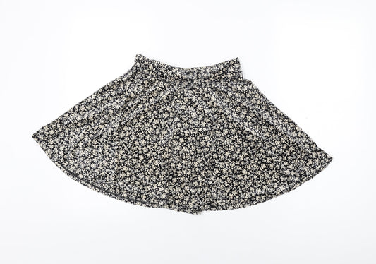 Hollister Womens Black Floral Polyester Skater Skirt Size M