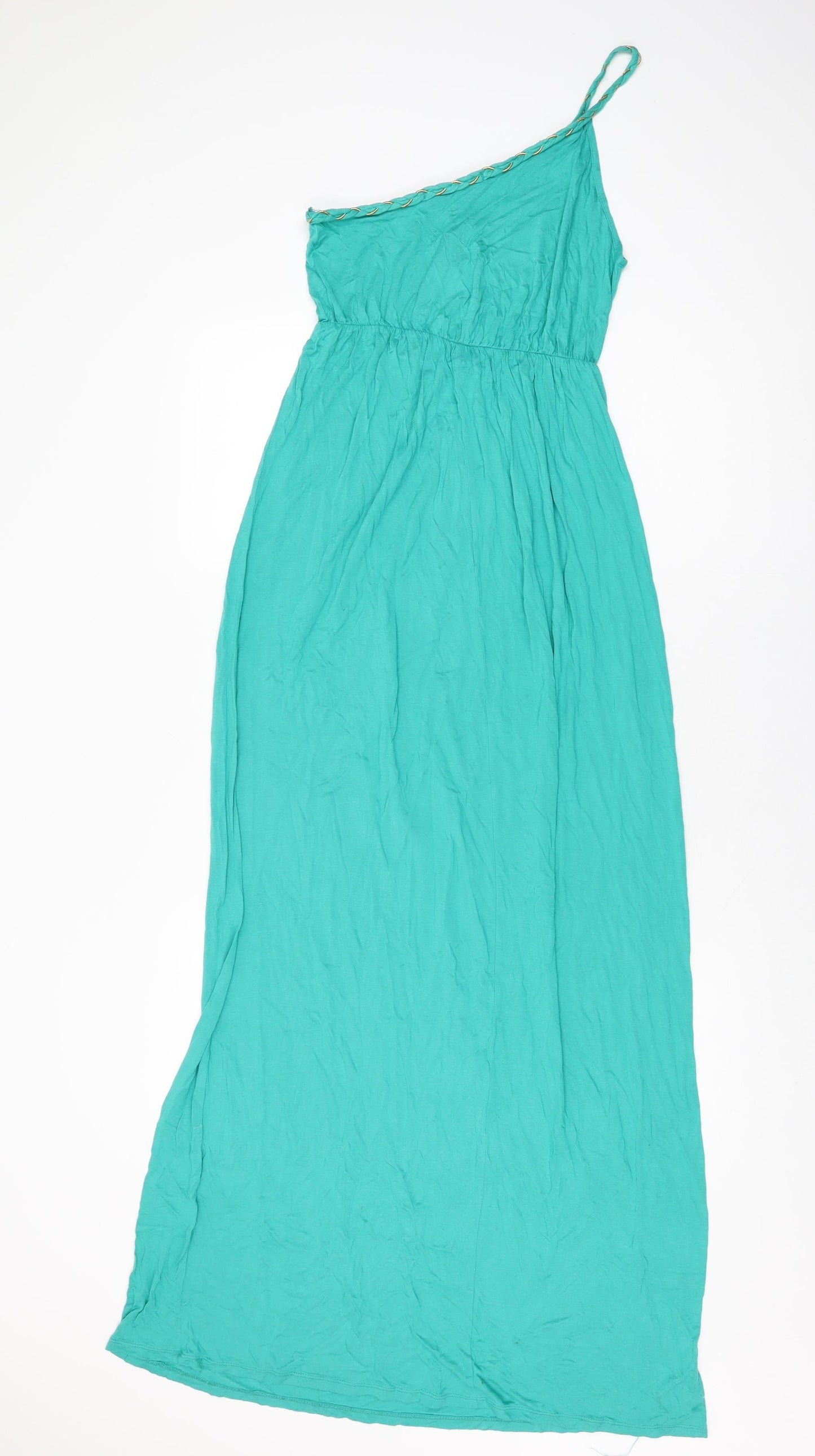 Fashion Union Womens Green Polyester Maxi Size 8 One Shoulder Pullover