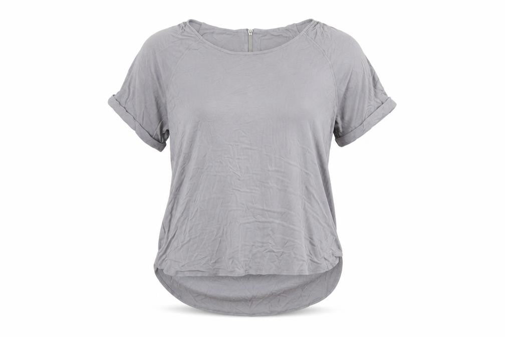 Marks and Spencer Womens Grey Viscose Basic T-Shirt Size 14 Round Neck