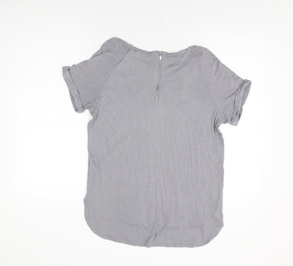 Marks and Spencer Womens Grey Viscose Basic T-Shirt Size 14 Round Neck