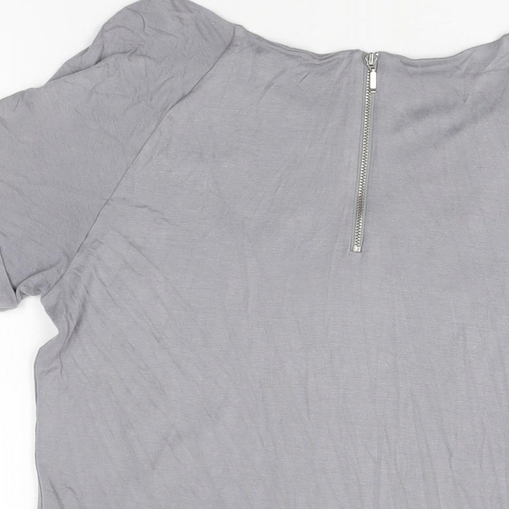 Marks and Spencer Womens Grey Viscose Basic T-Shirt Size 14 Round Neck