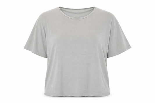 Essence Womens Grey Polyester Basic T-Shirt Size 30 Round Neck